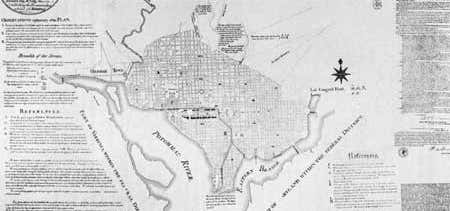 Photo of Original L'Enfant Plan of Washington from national archives