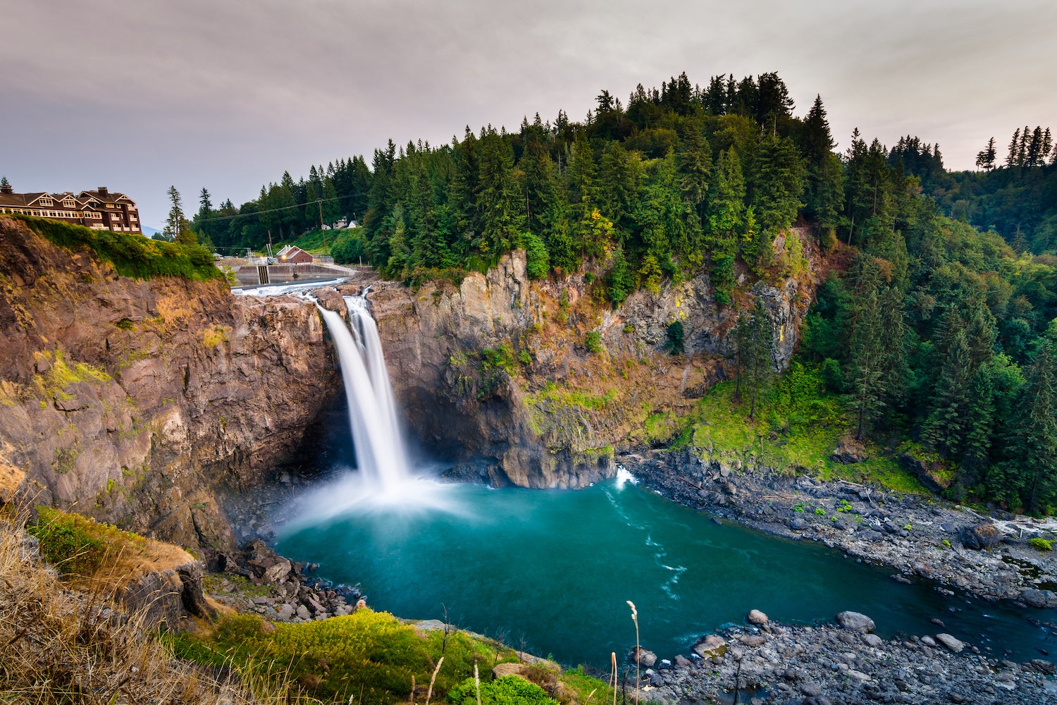 Landscape of Snoqualmie Falls in Washington State