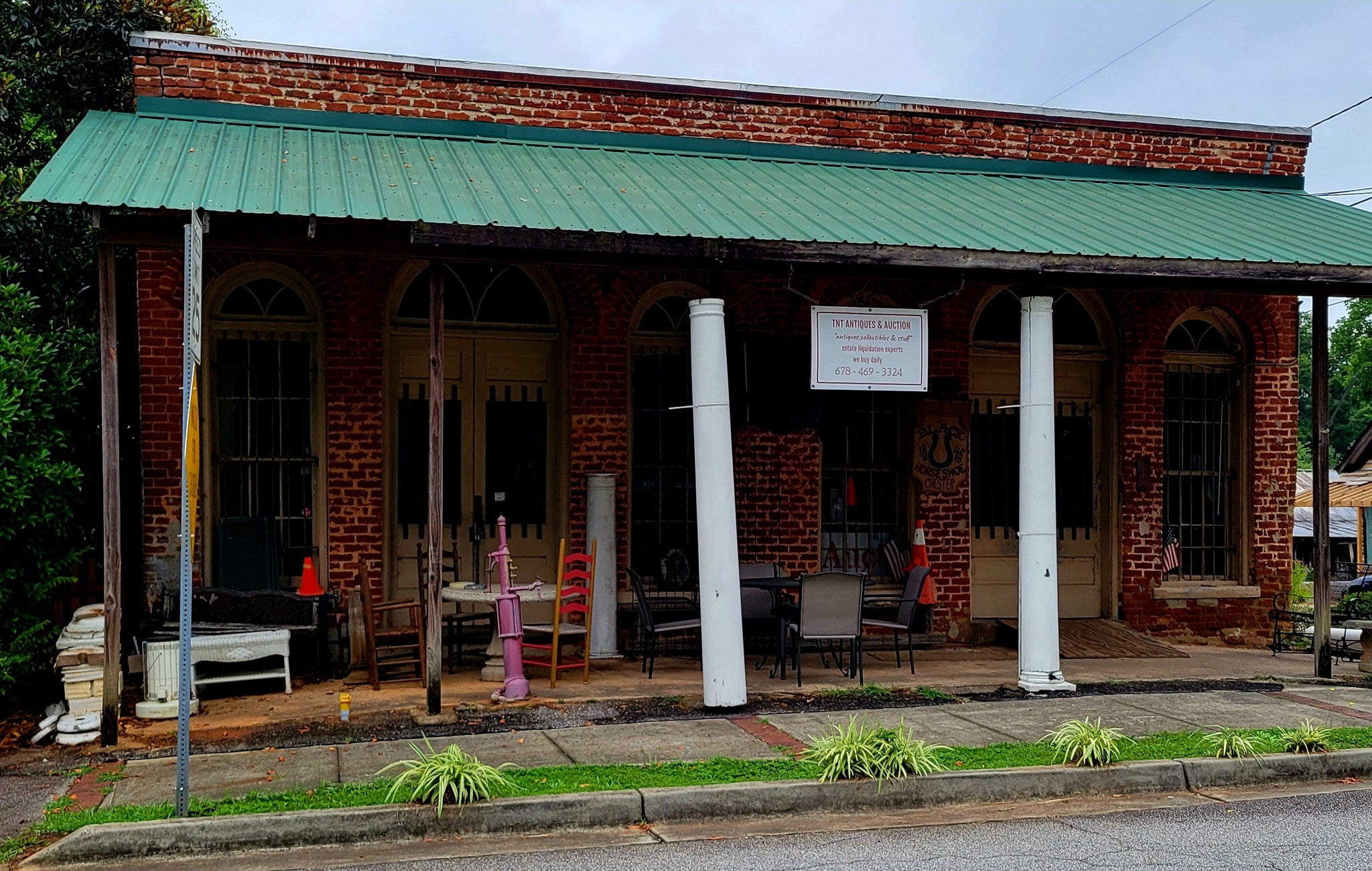 Historic brick storefront in Sharpsburg Georgia