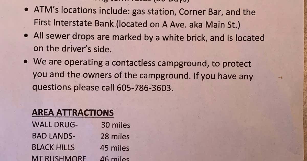 Boondocks Campground, New Underwood Roadtrippers