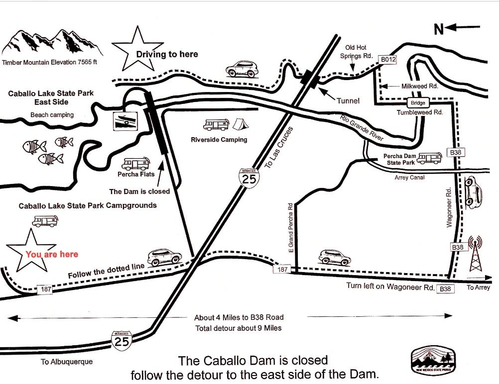 Map created by Martha Brogdon, 2022-2023 camp host at Palomino Campground in Caballo Lake State Park.