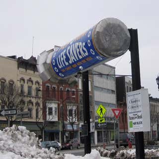 giant roll of Lifesavers in the middle of town