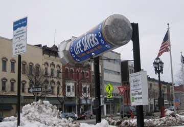 Photo of giant roll of Lifesavers in the middle of town