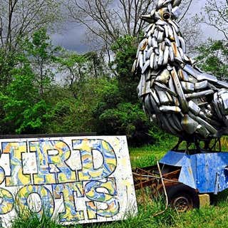 Big Rooster Made of Car Bumpers