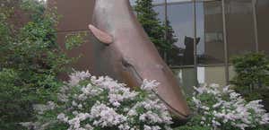 Whale Drowns Men Statue